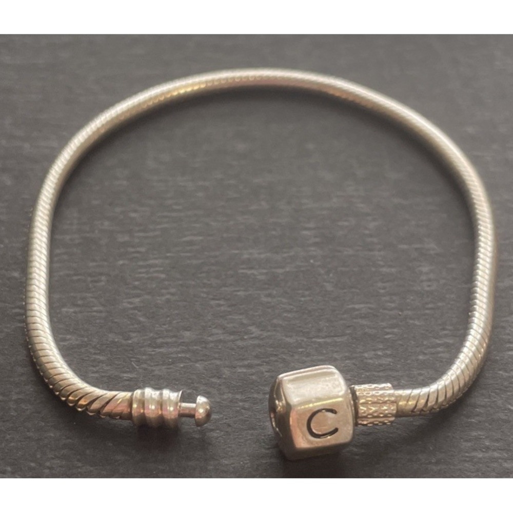 PANDORA Charm Bracelet 925 ALE 7.5" Classic Snake W/ C Clasp, Sterling